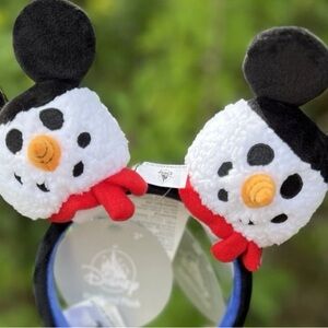 2025 Disney Parks Create Headband Ears Christmas Mickey Snowman Set Plush New